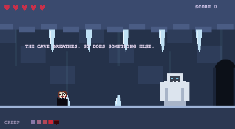 The yeti boss fight in the ice cave